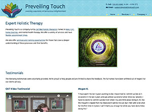A screenshot of the Preveiling Touch, LLC. homepage.